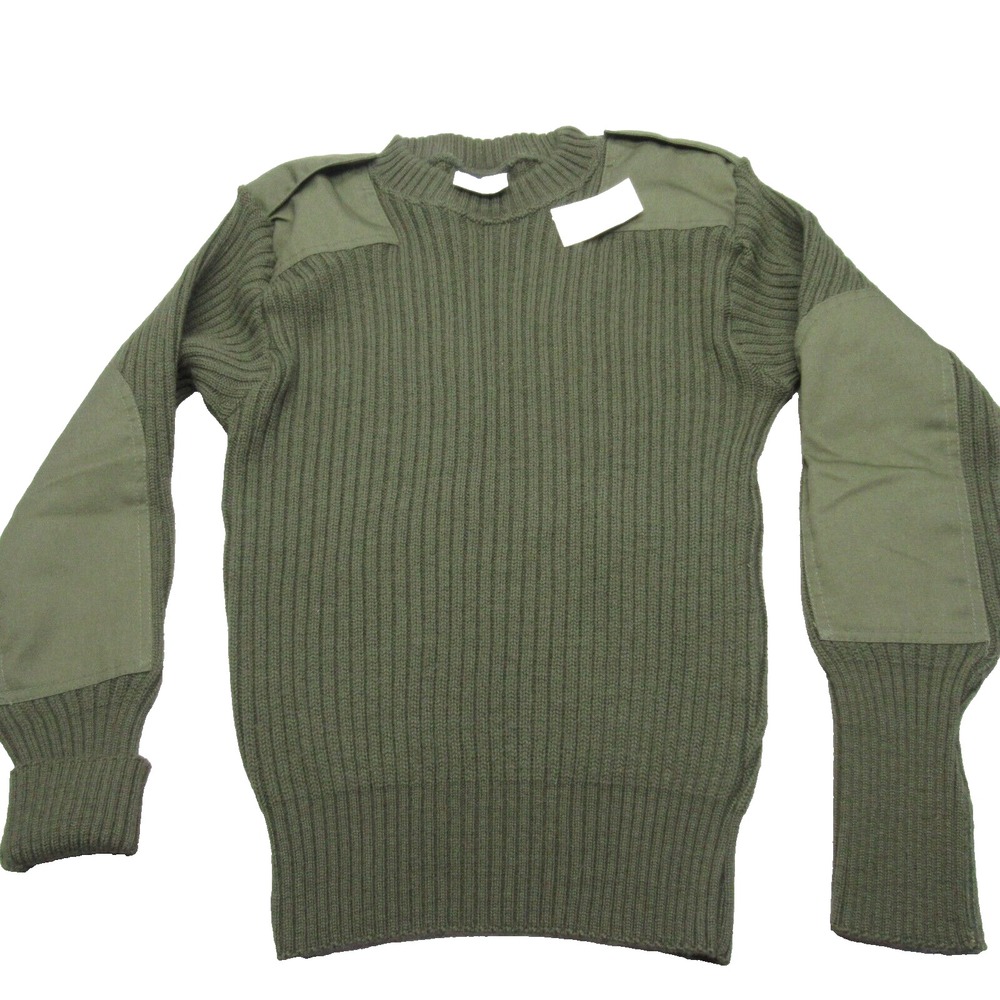 US Army Wool Sweater Mens XS Valor Collection Green Crew Neck Ribbed Pullover